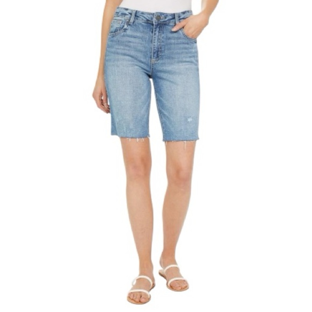 New! KUT from the Kloth Sophie High-Rise Bermuda Shorts Five-Pockets Raw Hem